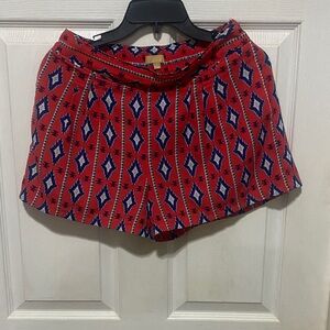 Takara Red and Blue Geometric High Waist Shorts
